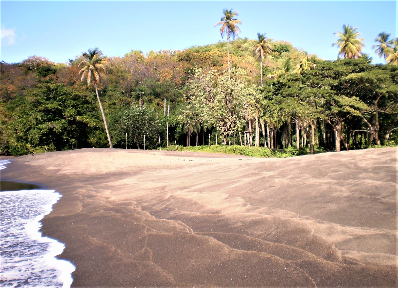 Une plage de sable noir sur la côte sous le vent de Saint-Vincent