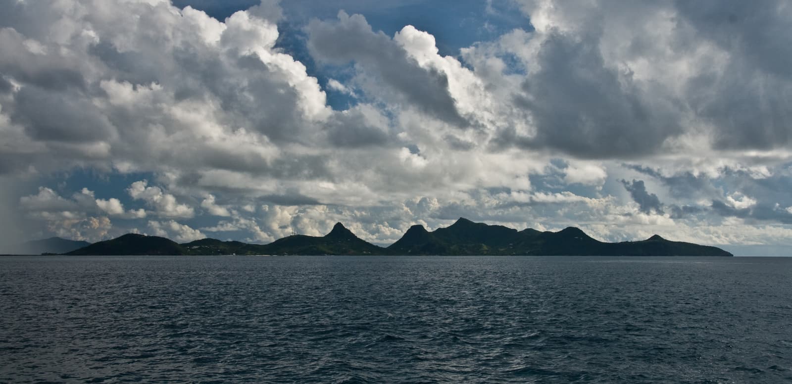 The jagged peaks of Union Island seen across the sea from Mayreau