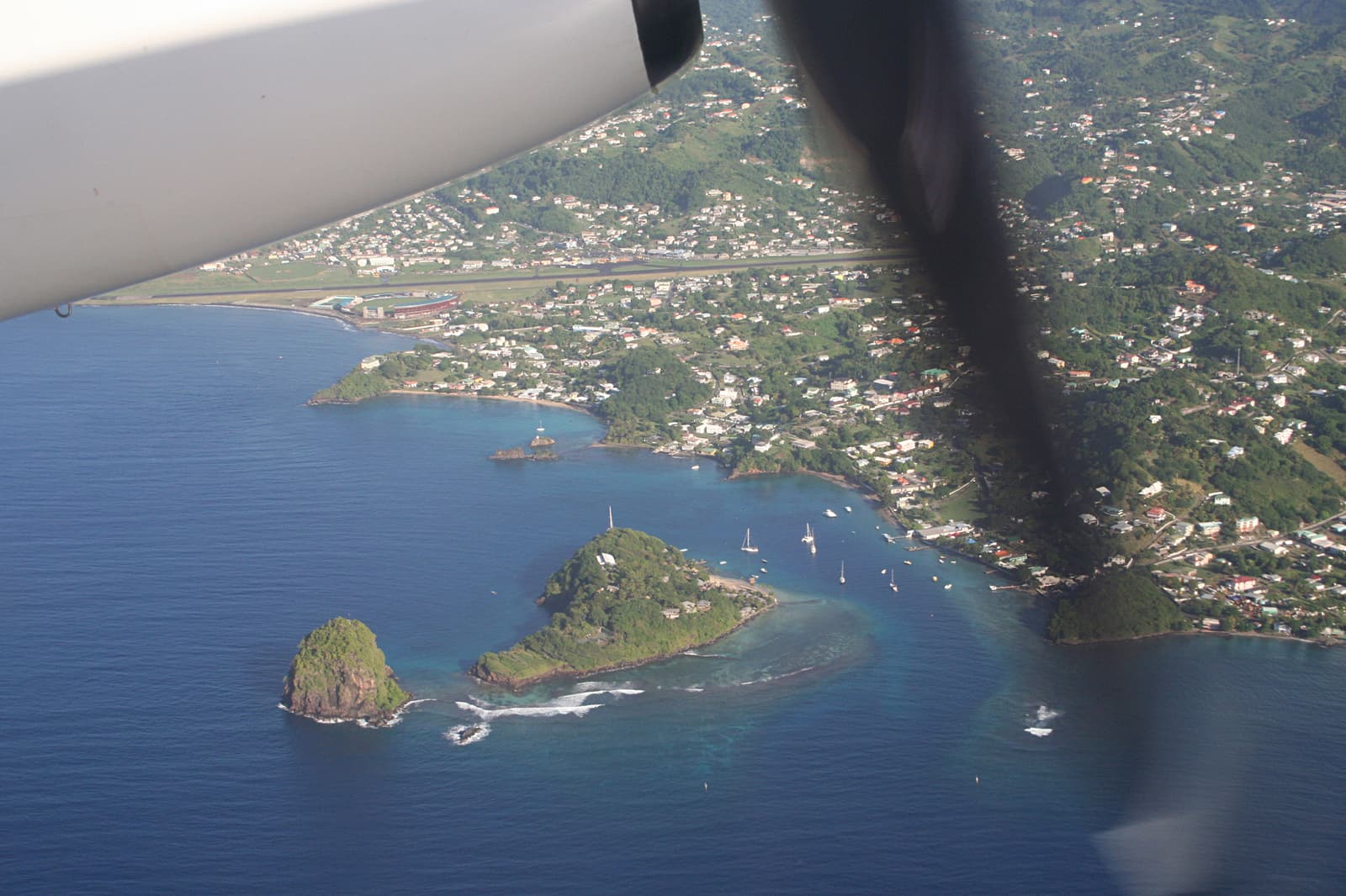 Young Island and Fort Duvernette off Villa Beach, St Vincent